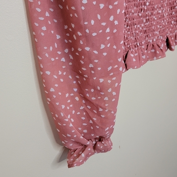 NWT Stitch Fix Lush | Reyna Smocked Peasant Blouse in Light Pink Size XL - Picture 4 of 7